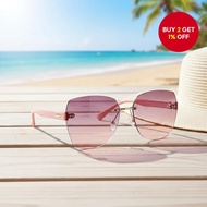 Ladies Rimless UV400 Gradient Sunglasses Retro Fashionable Beach Shades