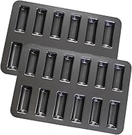 Elesinsoz 2 Pcs 12 Cup Financier Cake Pan, 11.8x7.9x0.7 inch Financier Baking Pan Non-stick Mini Bre