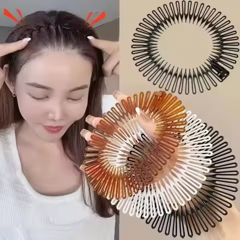 2/3PSC Women Invisible Broken Hair Hairpin Adult Full Circle Stretch Flexible Comb Teeth Headband Ha