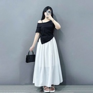 Women's Off Shoulder Blouse Set with Waist 60-95kg Big Size Concealer Skirt Suitable for Going Out t