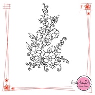 Ao Dai embroidered floral pattern N1. Printed on paper, soluble In water. A4 size (21cm x 30cm)