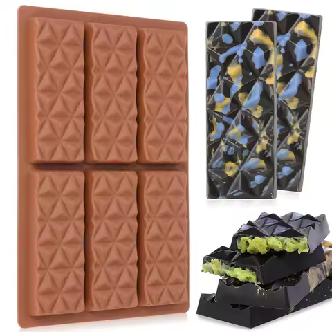 Chocolate Bar Molds Deep Silicone Break-Apart Dubai Chocolate Mold Nonstick Protein Energy Bar Mold 
