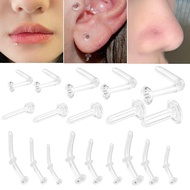 1PC 20G 18G 16G 14G Glass Nose Piercing Retainer Nose Ring Stud Curved Cartilage Conch Daith Helix R