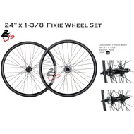 24x1 3/8 Fixie Wheel Set Bicycle Fixie Bike Rim Basikal