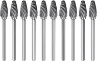 HARFINGTON 10pcs Carbide Rotary Burrs 1/8" (3mm) Shank 1/4" (6mm) Head Single Cut Tree F Shape Die G