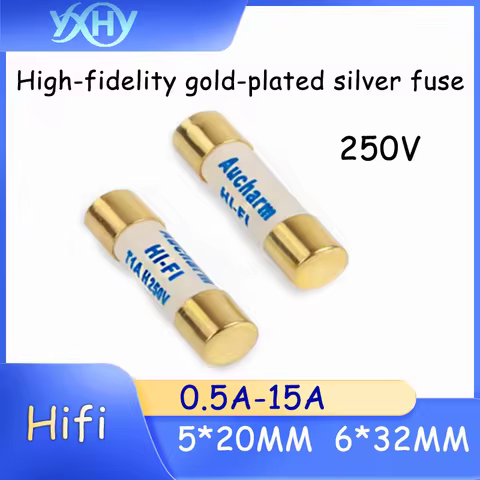 5PCS 250V 5*20/6*32MM gold-plated fuse hifi audiophile silver fuse silver alloy CD player tube ampli