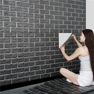 3D Foam Wallpaper Sticker Waterproof Black Brick Wall Design Home Renovation 35X15cm