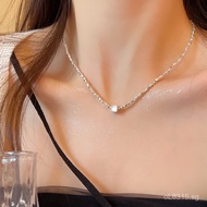 Elegant Minimalist Necklace Square Women Cool Style Light Luxury Fragmented Silver Versatile Jewelry