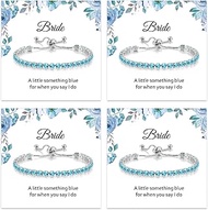 2/4PCS Something Blue Gift for Bride Bridal Shower Gifts for Bride to be Blue Tennis Bracelets for W