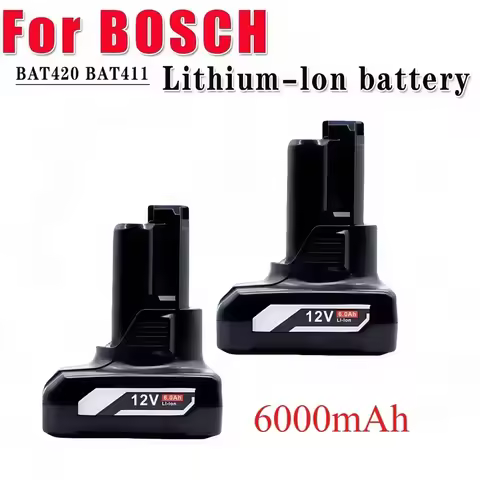 12V 6.0Ah Li-ion BAT420 Replacement Battery for Bosch BAT411 BAT412 BAT413 BAT414 10.8V Battery Cord