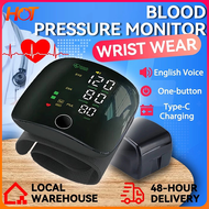 🔥 LED Screen Wrist Blood Pressure digital Monitor English Voice Broadcast Rechargeable Blood Pressur