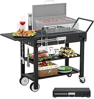Portable Outdoor Grill Table,Folding Grill Cart Durable/Practical,Grill Griddles for The Blackstone Griddle Stand, Blackstone Table w/Paper Towel Holder, Grill Stand for Blackstone Griddle,Ninja Grill