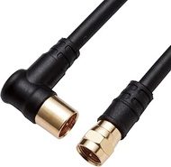 Elecom EC-4W2FLBK(H) TV Antenna Cable, 6.6 ft (2 m), Firmly Connected Screw Type F Plug, One-Touch C