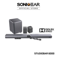 SonicGear StudioBar 6000 Dolby Atmos 7.1.4 ch Soundbar | Surround Speaker | 8" Wireless Subwoofer | Free Dual UHF Mic
