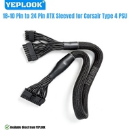 Type 4 18+10Pin to 24Pin ATX Sleeved, Motherboard Power Cable for Corsair RM1000x, RM850x, RM750x, R