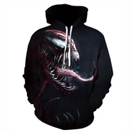 โรงงานขายตรง Marvel Venom ฮาโลวีน Hooded Sweatshirt ผู้ชาย 3D พิมพ์เปลวไฟหลวมแฟชั่น Hoodie Hot selli