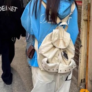Korean Niche Deinet Bag 2025 New Style Backpack Drawstring Pocket Rivet Canvas Large Capacity Backpa