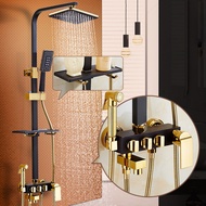 Shower Head Set All Copper European Style Black Gold Household Bathroom Rain Sprinkler Toilet Thermostatic