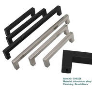 Scratch black/silver alloy square cabinet handle size 96-192mm