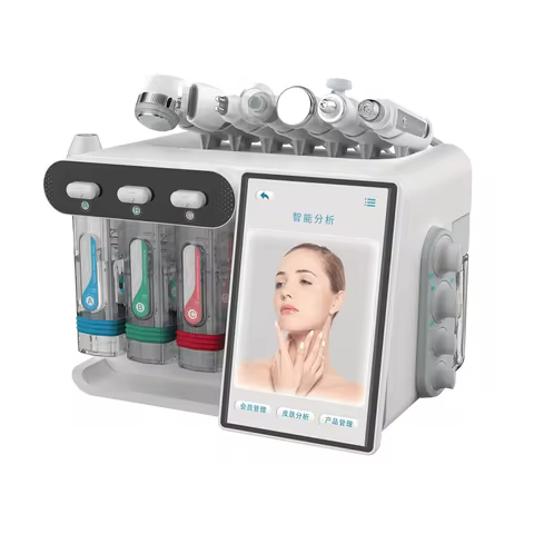 Desktop H2O2 8 in 1 Small Bubble Hydradermabrasion Machine Microcurrent Face Lifting with Skin Analy