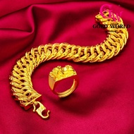 GW Korean Accessories Jewellery Ready Stock Emas 916 Bangkok New Gold-plated PI Xiu Bracelet Ring Man's Brave Bracelet Set