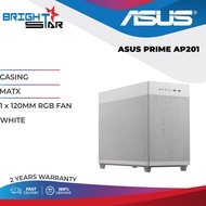 PC CASE / ASUS PRIME AP201 / (WHITE,BLACK) / MATX CASING / 1 x 120MM RGB FAN / 2Y WARRANTY /