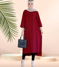 Long Tunik Jumbo Bahan Adem Basic Midi Kaos Katun Combed 24s Midi Dress Wanita Kekinian Ootd Casual