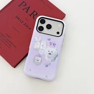 Coquette Purple Bow Fluffy Bear Case, Vintage Frame Heart [1pc 2-In-1 Detachable Phone Case] 2-In-1 
