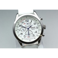 Near MINT SEIKO Perpetual Calendar 7T86-0AC0 White 43mm Quartz Men's Watch JAPAN