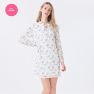 EP ชุดเดรสสั้นลายดอกไม้ ผู้หญิง สีไอเวอรี่ | Floral Short Dress | 05137