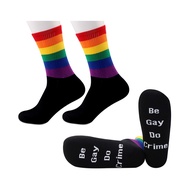 JXGZSO 2 Pairs Gay Pride Rainbow Socks LGBTQ Pride Flag Be Gay Do Crime Rainbow Socks Pride Gifts Le