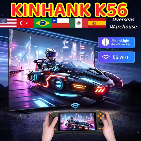 KINHANK K56 Handheld Game Console 5.5'' Touch Screen 50 Emulators forPS1/PSP/DC/SS Android14 5000mAh