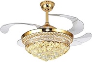 Miss flora Indoor lighting .Invisible Crystal Fan LED Chandelier Home Living Room Bedroom Variable Frequency Ceiling Fan Light with Remote Control, Size:42 inch 113 Three Colors 36W