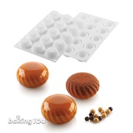 Italy Silikomart Silicone Mold Multi-Link Corrugated Round Flat Bottom SAMURAI 30 36.322.87.0065