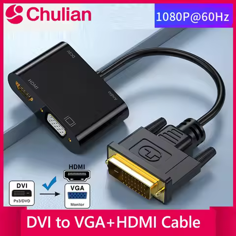 1080P DVI to VGA HDMI Splitter Converter Dual Display DVI to HDMI VGA Converter Splitter for PC Lapt