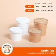 (50 pcs) Kraft Tub 8 oz, 12 oz, 16 oz, 26 oz