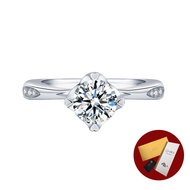 Diamcity (Free Gra Certificate) Cincin moissanite 2 karat emas putih PT950 untuk wanita