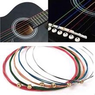 6pcs/Set Colorful Coated Folk Acoustic Guitar Strings Stainless Steel Guitar Accessory,Guitar Kit,Ba