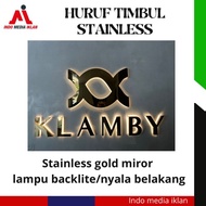 huruf timbul stainless gold