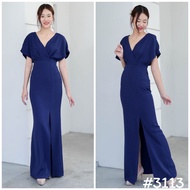 [LUXURY707] VO3113 : เดรสทรงสุภาพ คอวี เปิด/ปิดบ่า