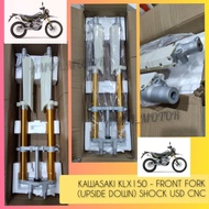 KLX150 FRONT FORK (UPSIDE DOWN) KLX150 SHOCK FULL CNC GOLD NEW DESIGN