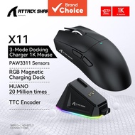 ATTACK SHARK X11 ,,PixArt PAW3311 ,/2.4G / Tetikus Permainan ATTACK SHARK X11, Dok Pengecas Magnetik