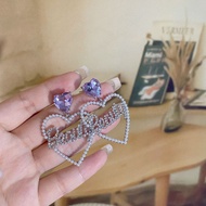 925 Silver Needle Pearl Diamond Heart Letter Earrings Fashion Design Earrings Temperament Trendy Ear