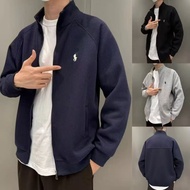 HillsayN Men's jacket, corduroy, pony embroidery, handsome stand up collar jacket