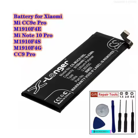CS Battery 3.85V/5150mAh BM52 for Xiaomi Mi CC9e Pro, M1910F4E, Mi Note 10 Pro, M1910F4S, M1910F4G, 