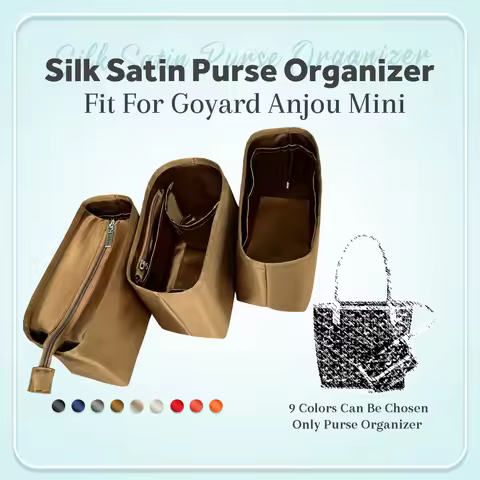 Silk Satin Purse Organizer Insert, Zipper Storage Bag Insert Fit for Goyard Anjou Mini Tote Inside B