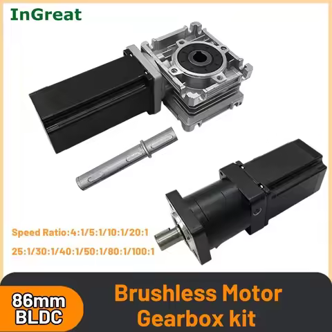DC48V BLDC Nema34 86mm 350W-800W Brushless Motor Gearbox Kit 220VAC/310VDC Worm Gear Gearbox 3000RPM