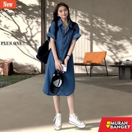 Dress trendyWanita Denim Dress Korean Style Dress Women's Jeans Dress Jeans Dress Denim Midi Dress J