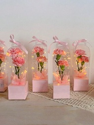 2件裝-透明pvc全景玫瑰單朵花盒手持燈塔鮮花包裝單朵花束包裝盒教師節情人節