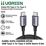 UGREEN USB TYPE C To C Data Charger Cable 60W 3A 50cm/1 MTR PD QC Super Fast Charging Braided 50149 